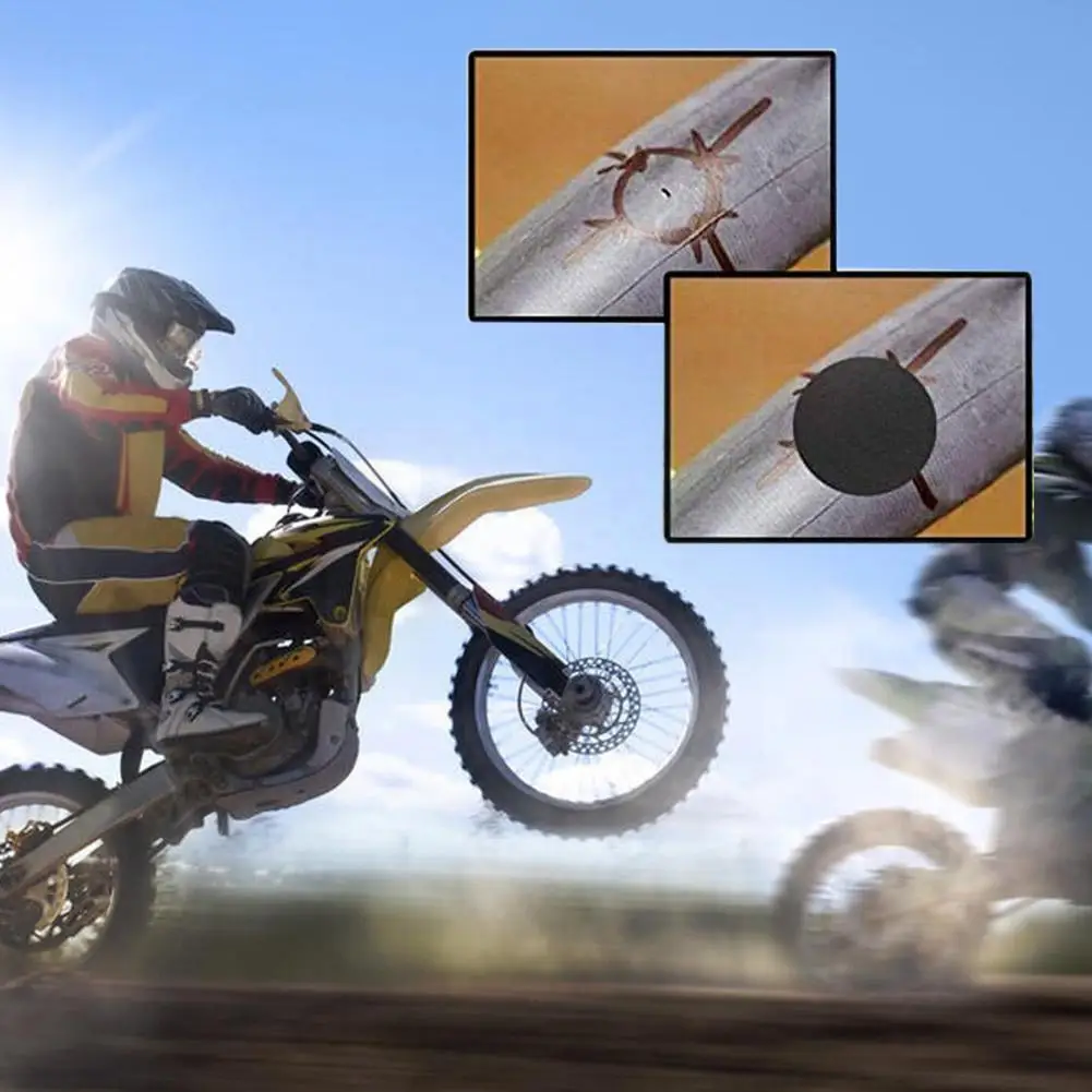 

Bike Puncture Repair Kit Glueless Self-adhesive Bike Tyre Patch with Metal Rasps Inner Tube Repair Tools for Bicycle Motorc H3M3