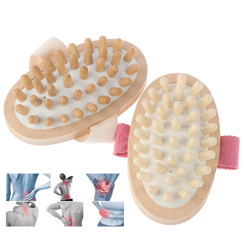 

1pc Natural Wood Massager Body Brush Hand-Held Cellulite Reduction Portable Relieve Tense MusclesHead Scalp Massage Tool