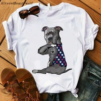 2021 pit bull mom tshirt women summer harajuku i love mom american flag print t shirt funny short sleeve dog t shirt clothes