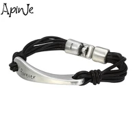 apinje 990 fine silver signet leather bracelet black fashion braided retro girl bracelet women jewelry