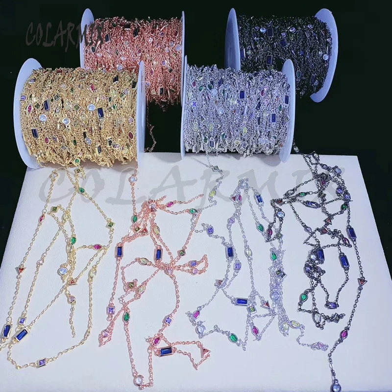 3 meters Multi shape zircon chain necklace accessories High quality crystal luxury for jewelry making 50761 | Украшения и