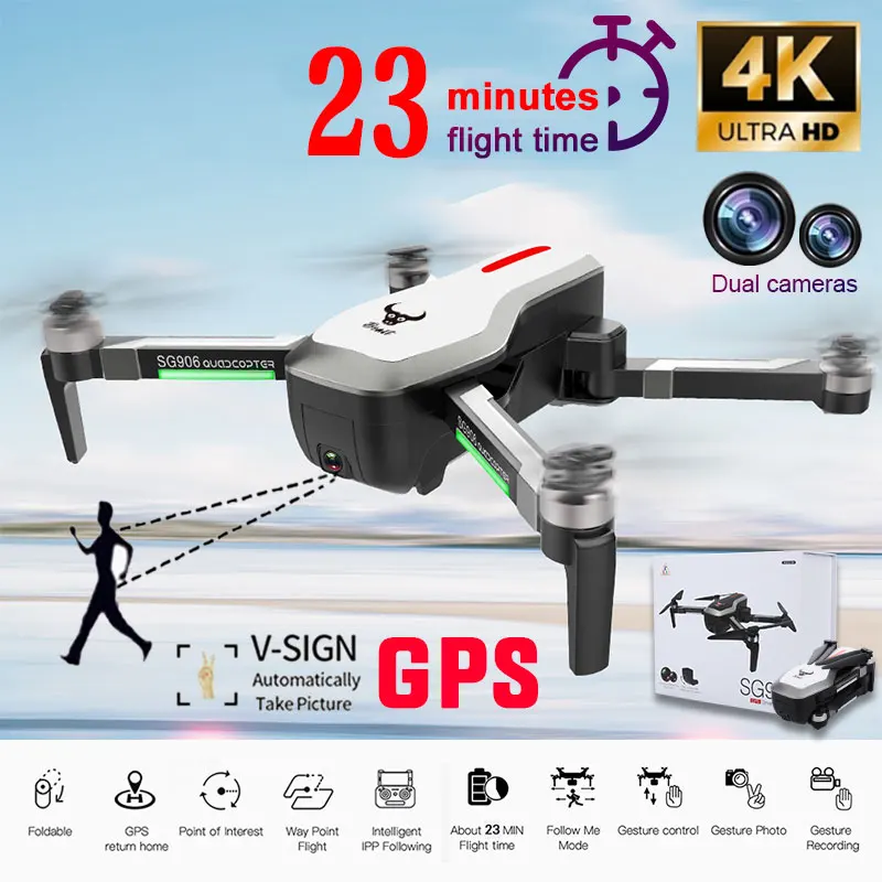 SG906 RC вертолет GPS Drone 4K с HD камерой селфи Дрон профессиональный Квадрокоптер