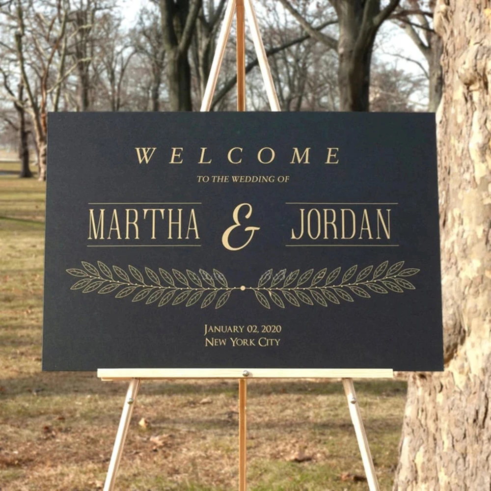 

Wedding Floral Botanical Decoration Decals Custom Name Date City Poster Welcome Sign Removable Vinyl Board Stickers HY2197