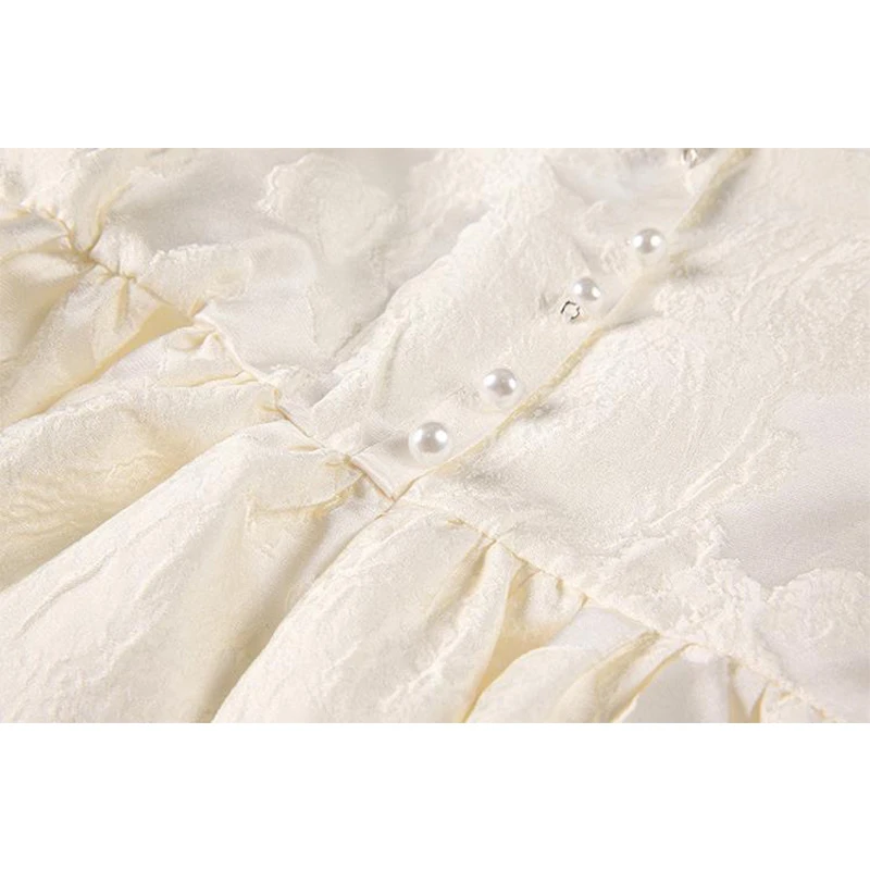 Элегантное жаккардовое плиссированное платье с пышными рукавами Новинка лета 2021