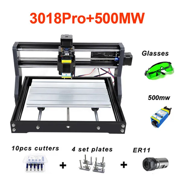 Серый CNC 3018 PRO лазерный гравированное дерево фрезерный станок с ЧПУ GRBL ER11 Хобби DIY гравировальный станок для дерева PCB ПВХ Мини CNC3018 гравер - Цвет: Серый