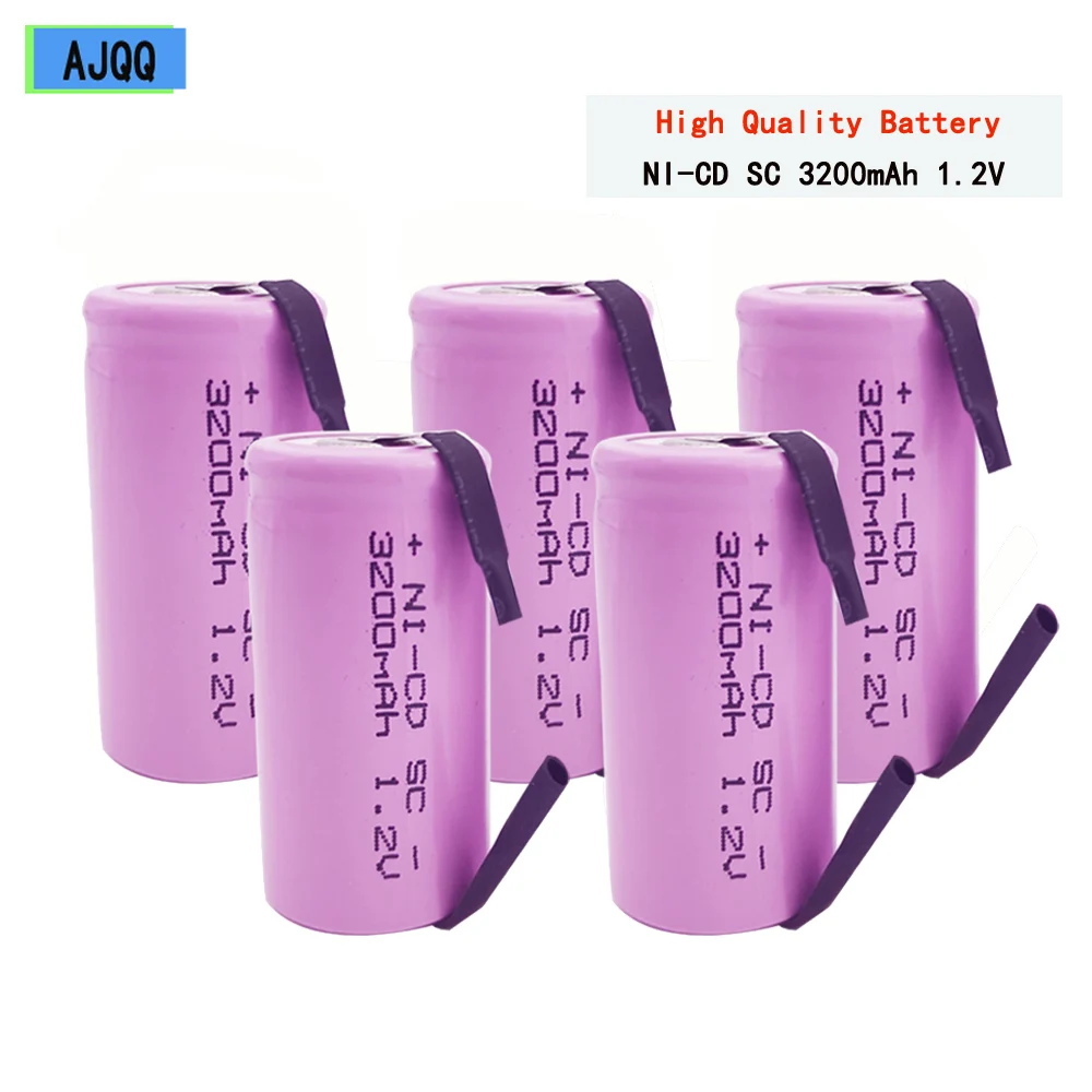 Дешевая аккумуляторная батарея AJQQ Sc 1 2 в 3200 мАч SC Sub C Ni cd ячейка со сварочными