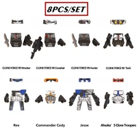 8pcsset star space wars figures the bad batch clone troopers hunter crosshair tech wrecker echo building blocks bricks toys kid