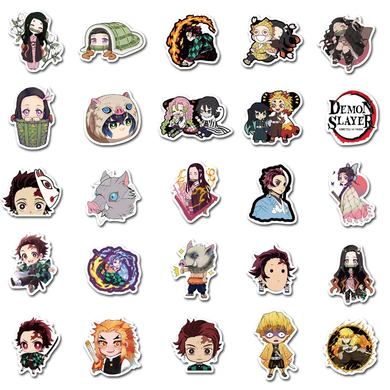 Pegatinas de Anime de Demon Slayer para ni&ntilde;os, Maleta de Graffiti, Notebook, monopat&iacute;n, decoraci&oacute;n de tel&eacute;fono m&oacute;vil, 10/30/50 Uds., venta al por mayor-4