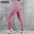 RUUHEE бесшовные леггинсы для фитнеса для женщин пуш-ап с высокой талией Спортивная одежда для бега колготки для спортзала однотонные 2021 штаны для йоги Леггинсы
