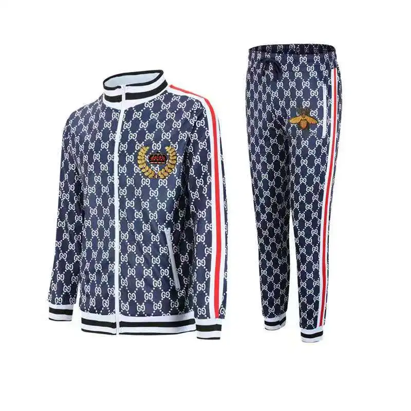 

Мужской классический красный модный осенний CC Бейсбольный воротник Повседневный Спортивный костюм из двух частей для пар