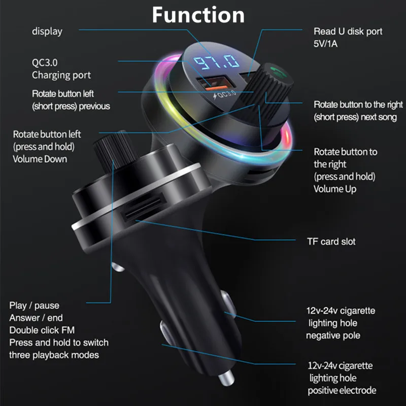 Быстрое Автомобильное зарядное устройство Bluetooth 5 1 fm передатчик автомобильный