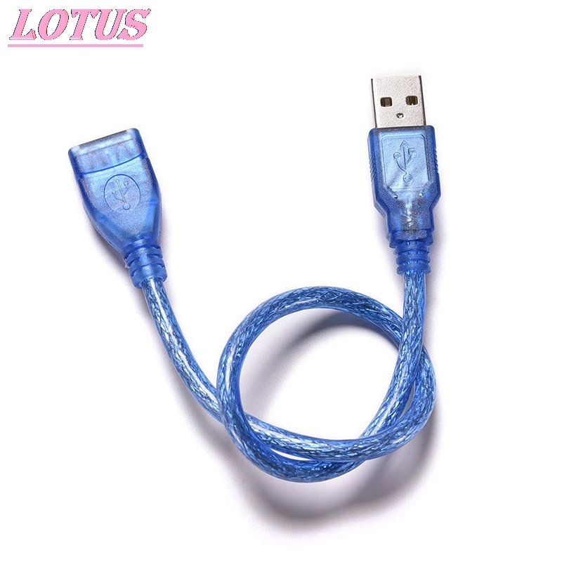 

23cm USB A/F 2.0USB Extender Extension A Male to Female Cable Wire Lead Plug Socket clear blue