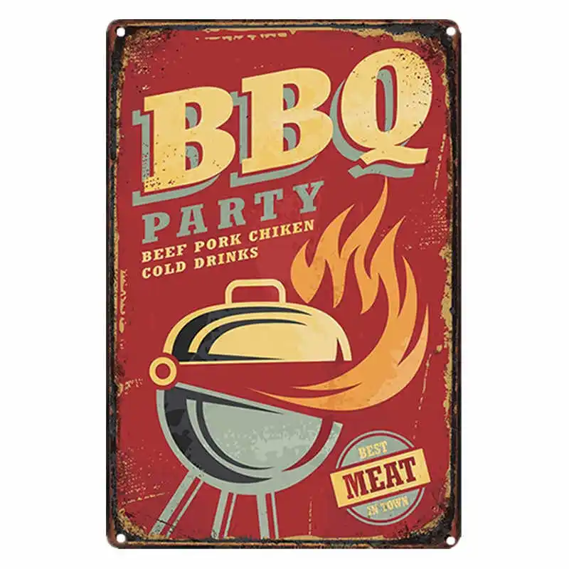 

BBQ CoffeeMenu Hamburger cafe Bar Pub Wall Decor Metal Sign Vintage Home Decor Tin Sign Wall Plaque Cool Metal Plate