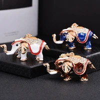1pc gift bling chain metal key ring elephant rhinestone keychain charm pendant car key lucky mascot