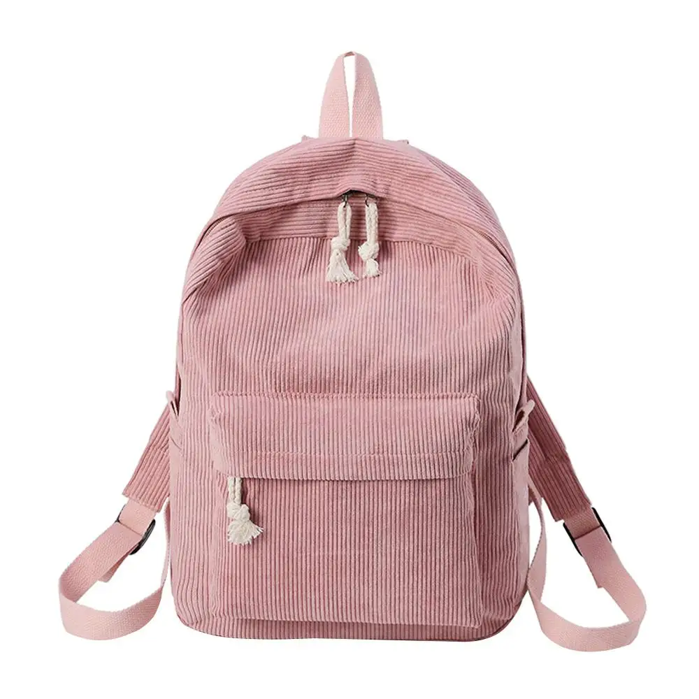 pink Вельветовые рюкзаки для женщин Mochila модные зимние повседневные стильные Женские однотонные рюкзаки для девочек-подростков Прямая поставка - Цвет: pink
