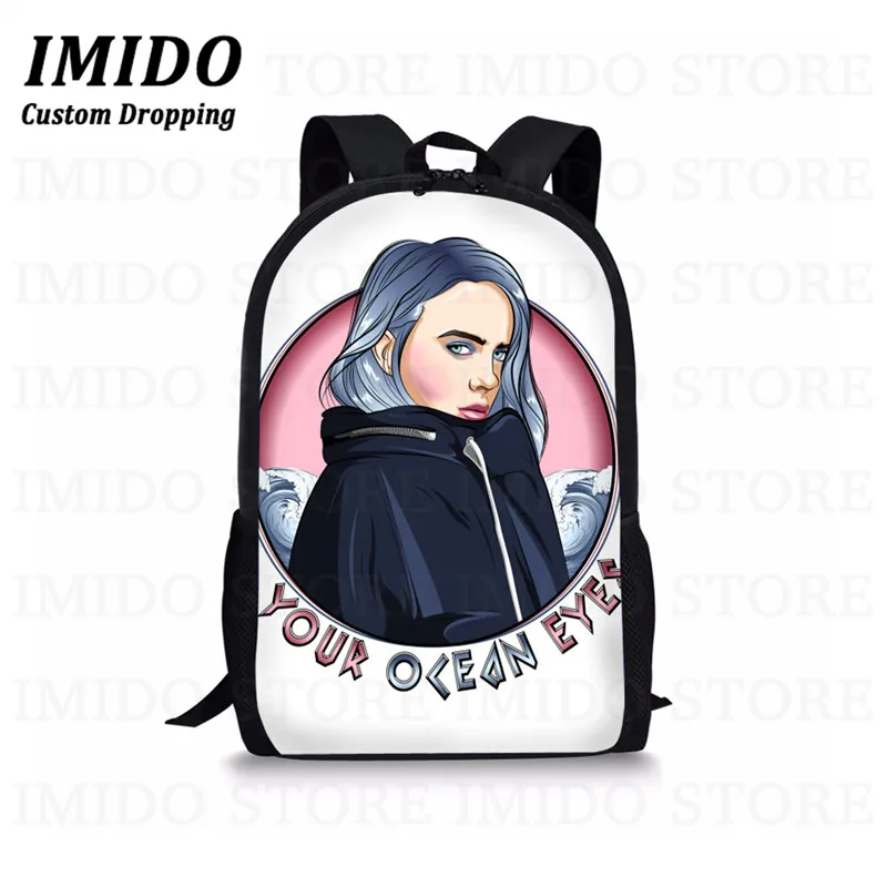 IMIDO, школьный рюкзак для девочек-подростков в стиле хип-хоп Billie Eilish, комплект из 3 предметов, школьные сумки для студентов и студентов, сумка для книг, Повседневная сумка, подарок - Цвет: as picture
