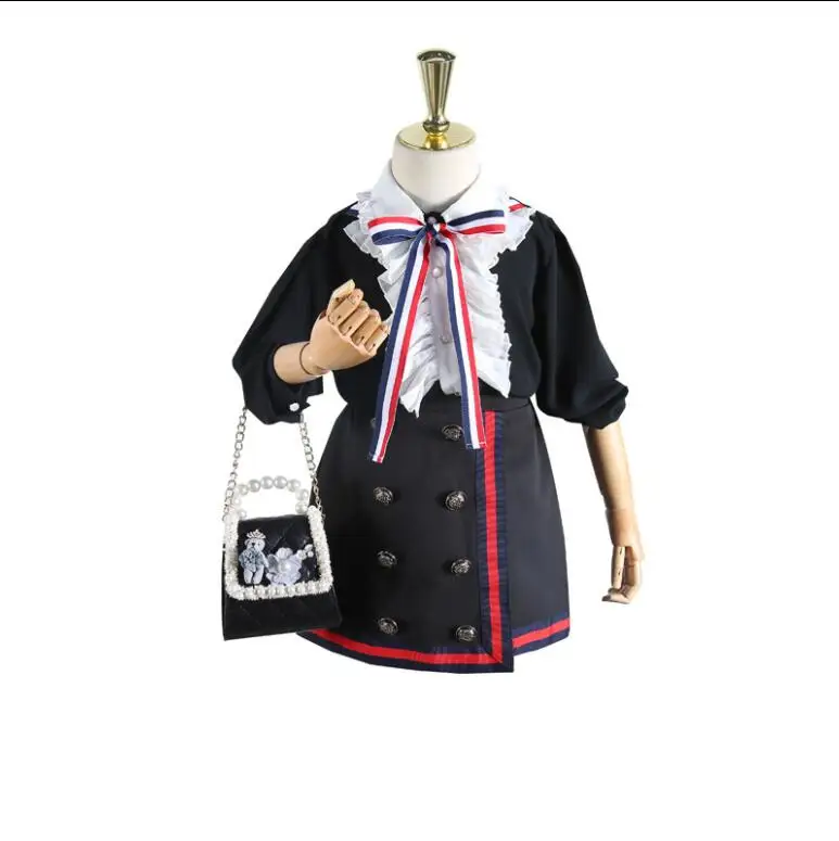 Костюм для девочек 2019 г. Новая Осенняя модная детская одежда кружевная рубашка с