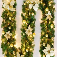 2 7 m christmas led rattan garland decorative green christmas garland artificial xmas tree rattan banner decoration 2021 new
