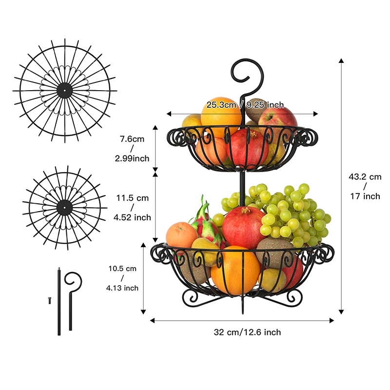 Корзина для фруктов полка хранения 2 шины самодизайнерский органайзер съемная