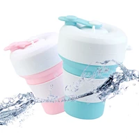 300ml telescopic folding cup silicone tea filter cup with strawscover portable anti fall outdoor travel camping water cup