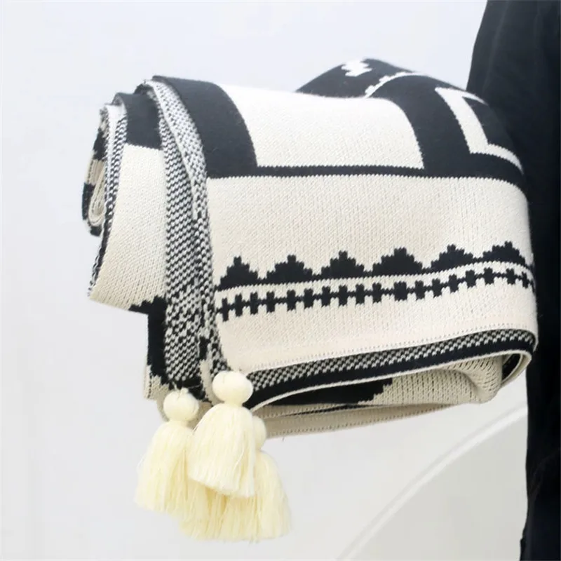 

Трикотажное покрывало для дивана, современное декоративное покрывало для дивана, модное покрывало для кровати, всесезонное одеяло, 170 х130 см