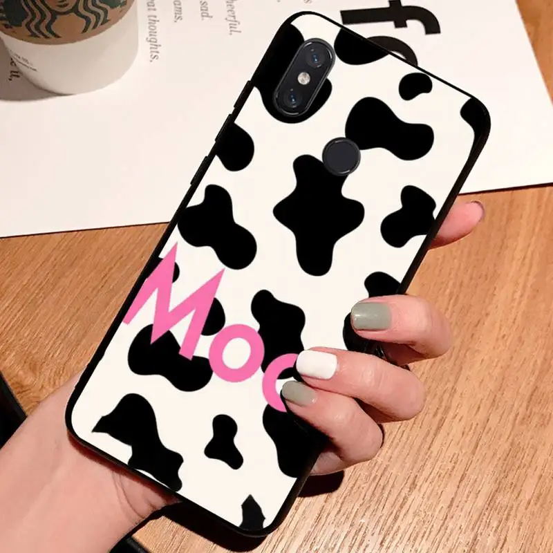 

Cow Print Black White pattern Phone Case For Xiaomi Redmi note 7 8 9 t max3 s 10 pro lite cover funda coque shell