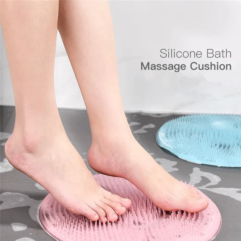 

Round Silicone Bath Massage Cushion Brush For Lazy Wash Feet Clean Dead Skin Bathroom Artifact Back Cushion Shower Foot