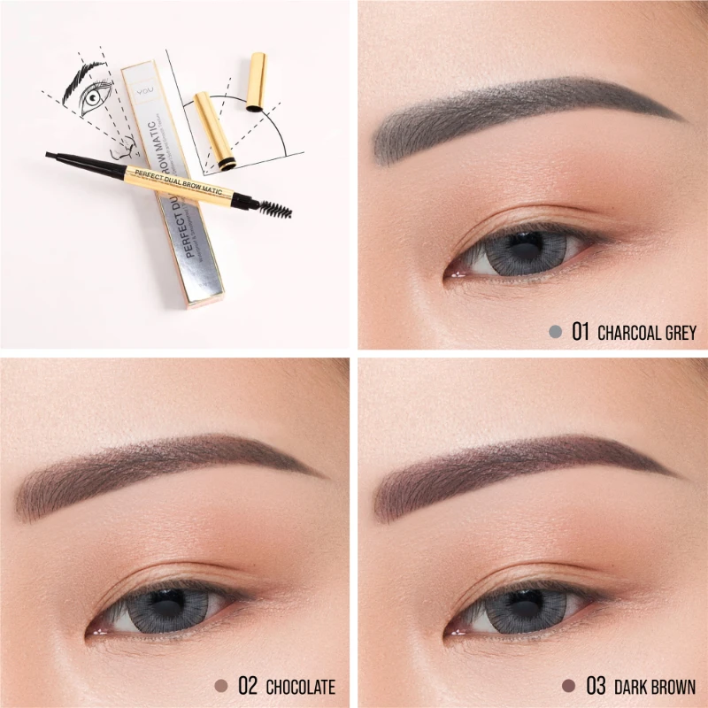 

Y.O.U The Gold One Perfect Dual Eyebrow Pen Waterproof Smudge-proof Lasting Eyebrow Pencil Fast Dry Eyebrow Enhancers Cosmetics