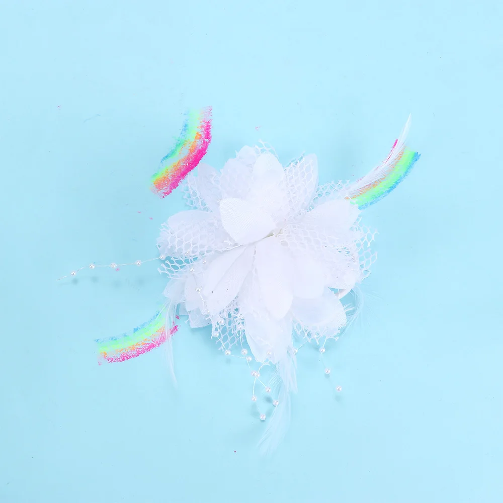 Винтажная кружевная заколка для волос с цветами и перьями маленькая бусина