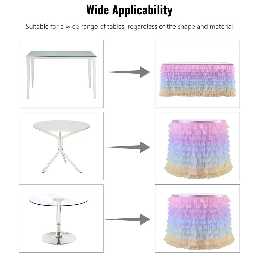 Красочные Mutilayer Тюль шифон юбка для стола вечерние Одежда свадьбы дня рождения