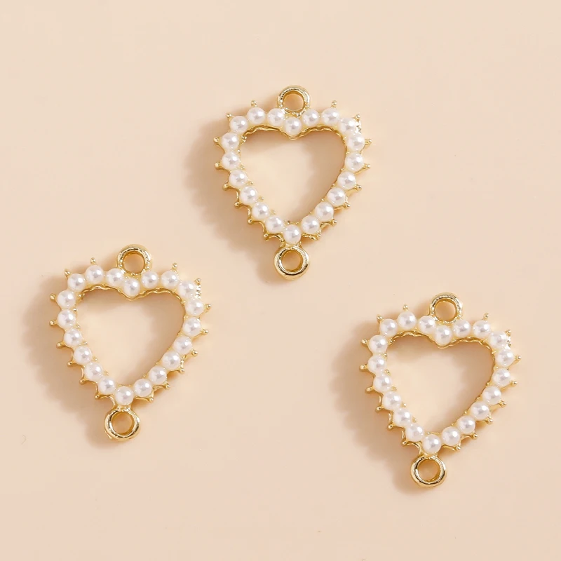 5 шт. подвеска с искусственным жемчугом в виде сердца | Шармы