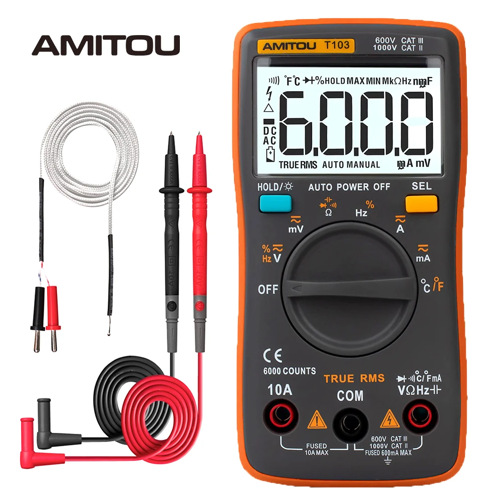 Amitou T103 Профессиональный цифровой мультиметр измеряющий мини истинные