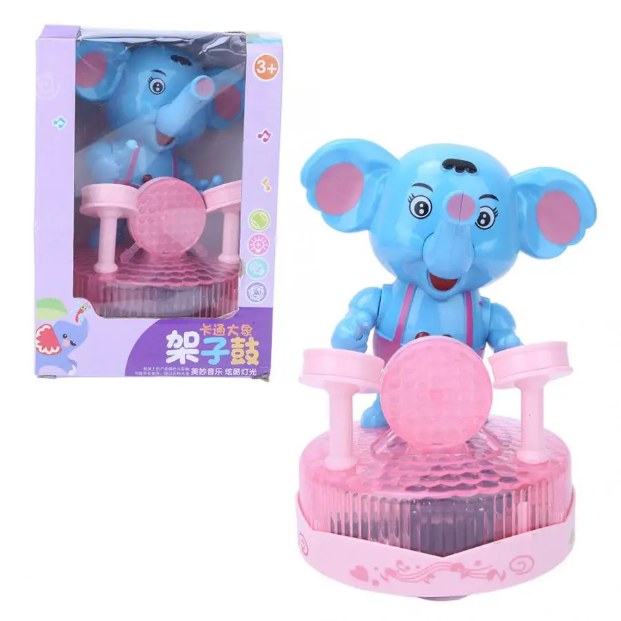 Электрический слон барабан игрушки животных с музыкой светильник для малышей и