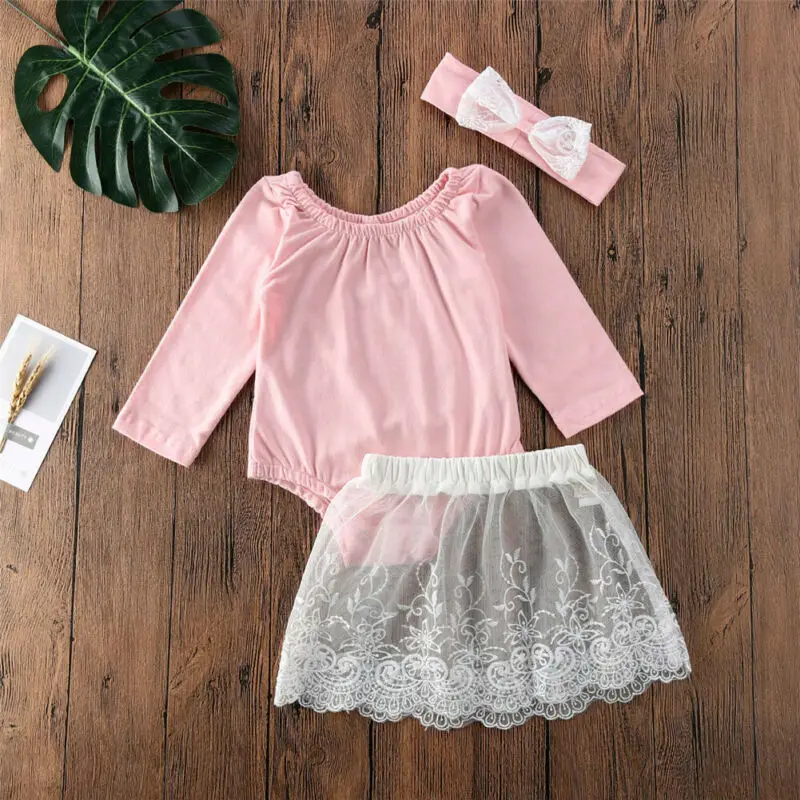 3 шт. детский летний комбинезон с кружевной юбкой и повязкой на голову | Детская