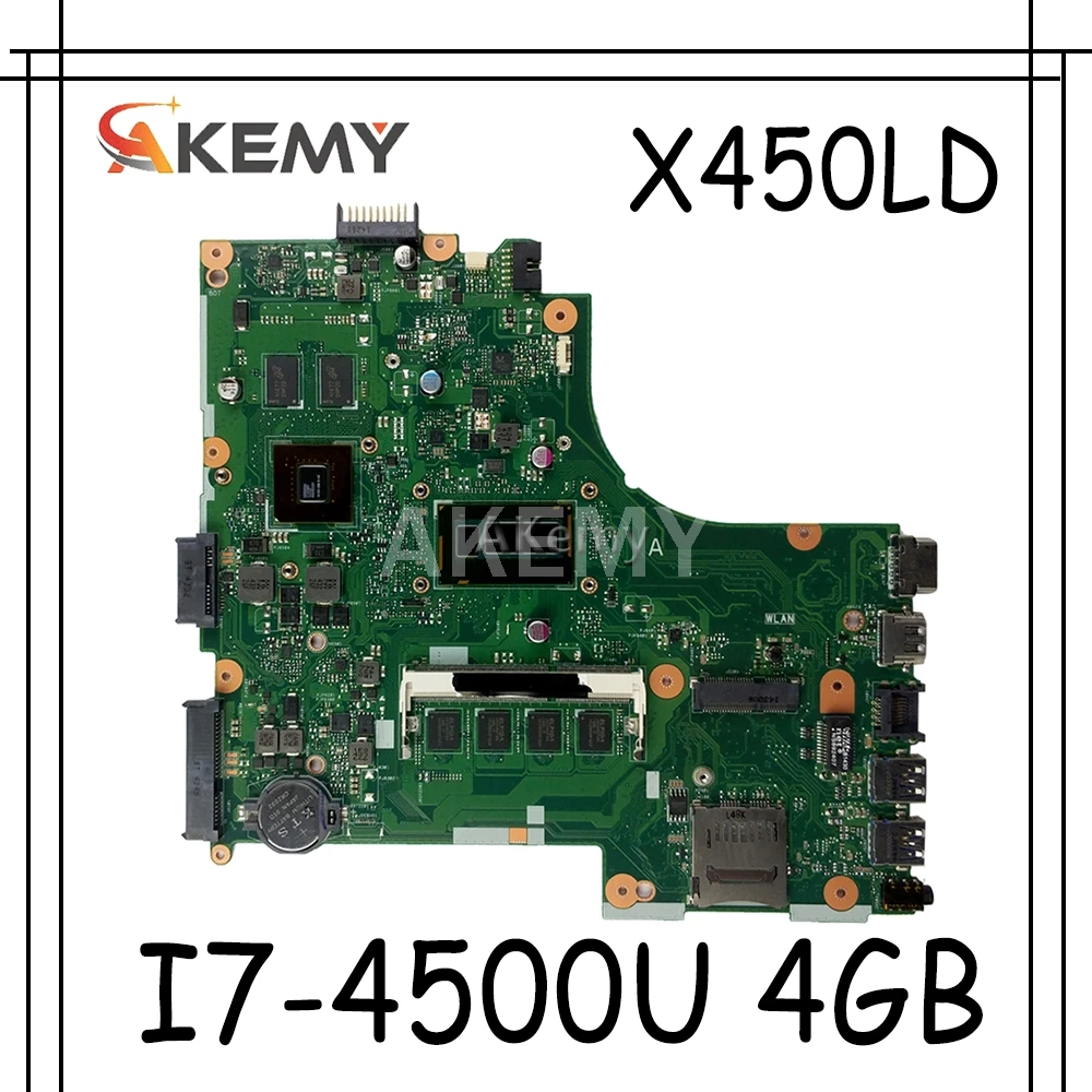 

Akemy X450LD материнская плата для ноутбука For Asus X450LD X450LC X450LB тест оригинальная материнская плата 4G RAM I7-4500U