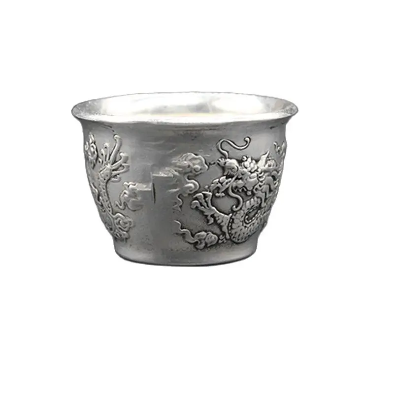 Китайские старые украшения фэн шуй белый медный посеребренный бокал для