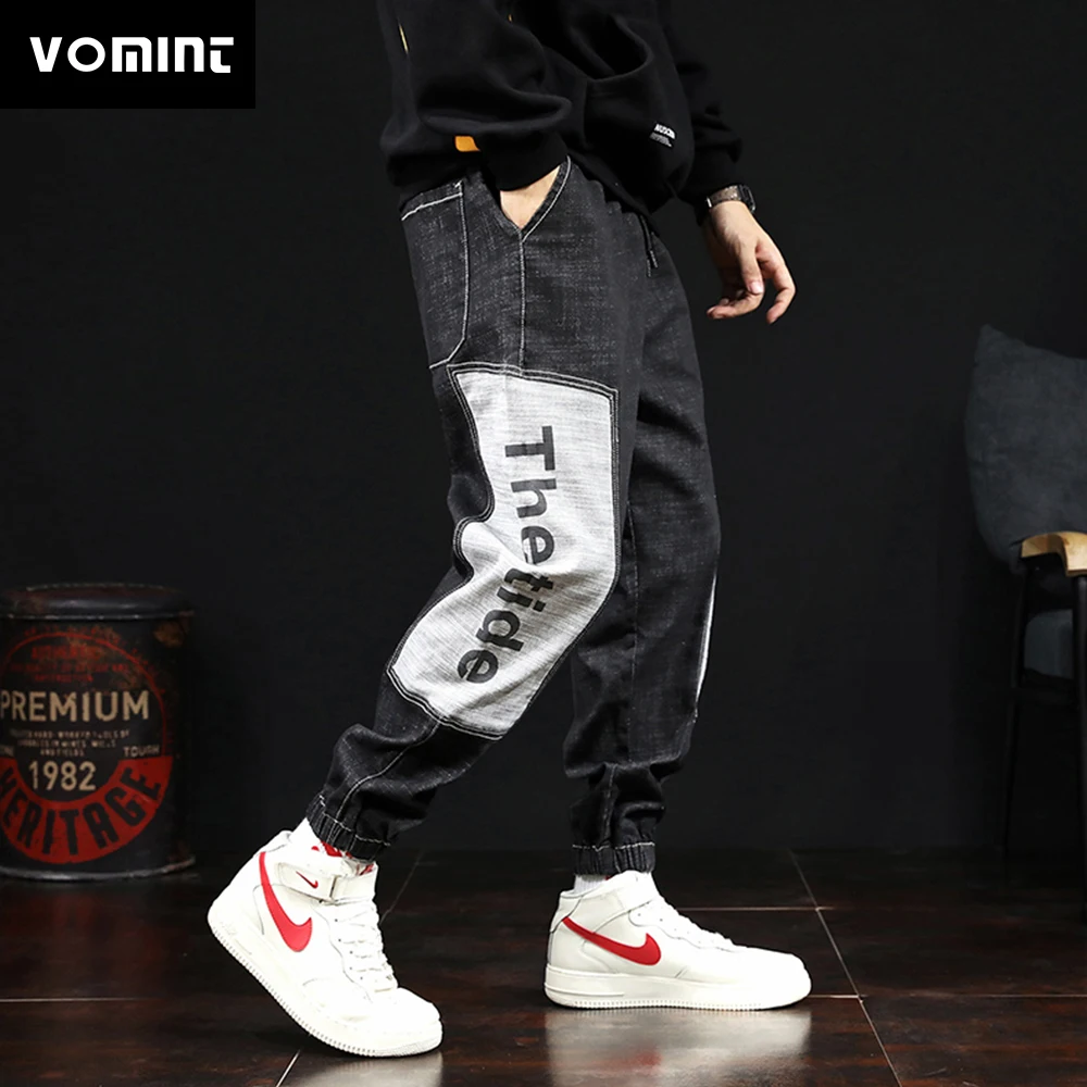 Джинсы-шаровары VOMINT штаны в стиле хип-хоп мужские свободные джоггеры с принтом