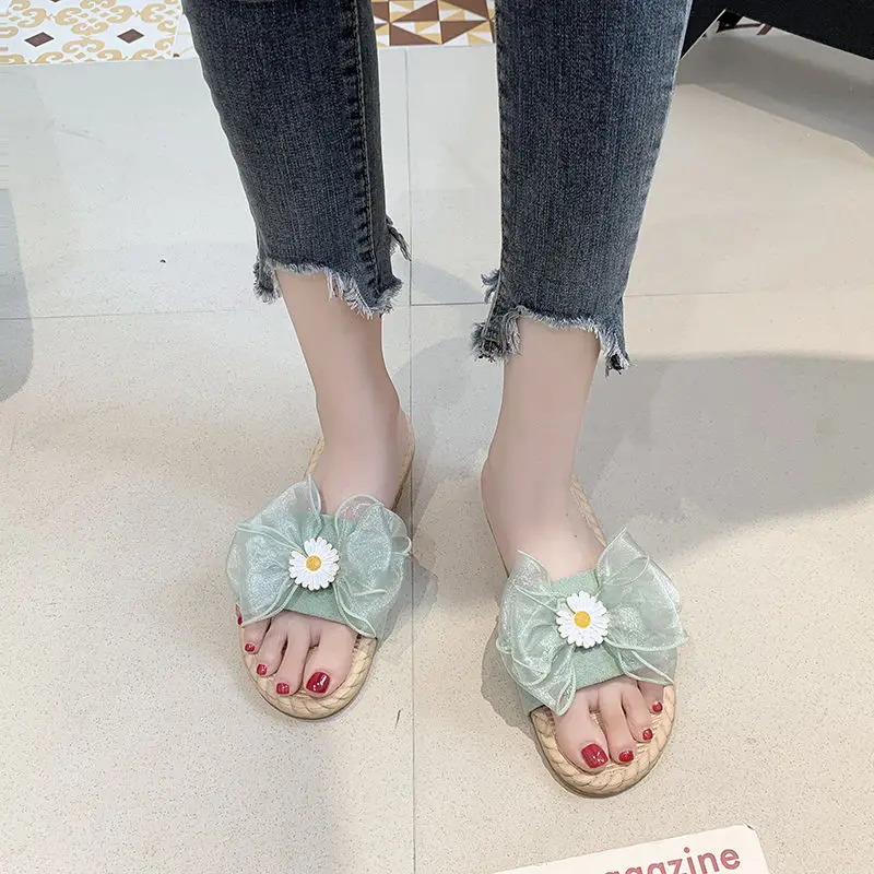 

New Women's Slippers Bowknot Ladies Slipper Summer Flat Sandals Summer Vacation Beach Casual Indoor Shoes Flip Flops