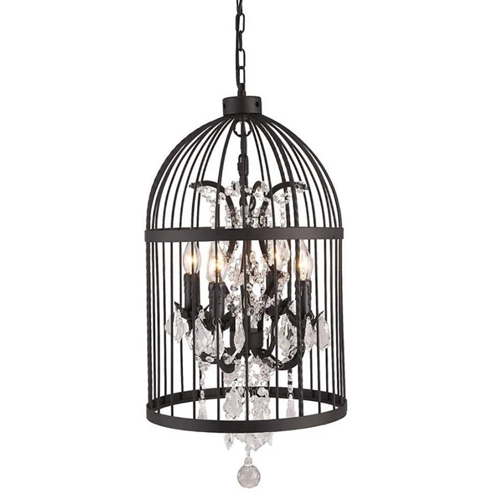 Ретро хрустальная люстра птичья клетка подвесной светильник с держателем в