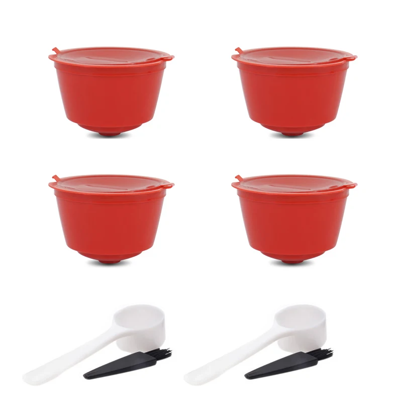 4PC red Фильтр для кофе многоразовый заполненный капсульный фильтр чашка бариста инструменты эспрессо Инструмент совместим с nestle машина - Цвет: 4PC red