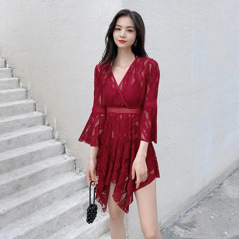 

New Three-Piece Swimsuits Sun-Shading Shirt Three-Piece Conservative Sexy Swimsuit Beach Holiday Hot Spring Swimsuit