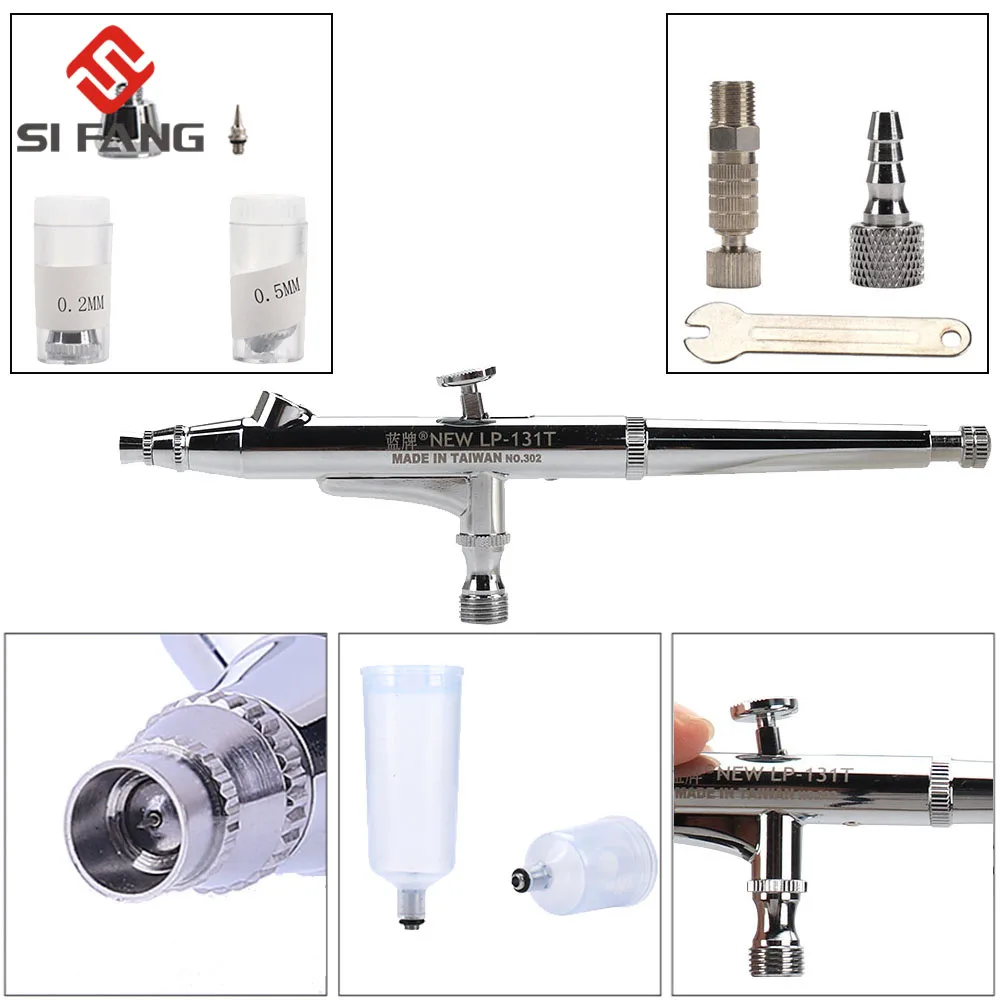

20cc 40cc Airbrush Spray Gun Double Action AirBrush Set 0.2/0.3/0.5mm Fast Joint Gravity Feed Cake Tattoo Nail Art Car Paint