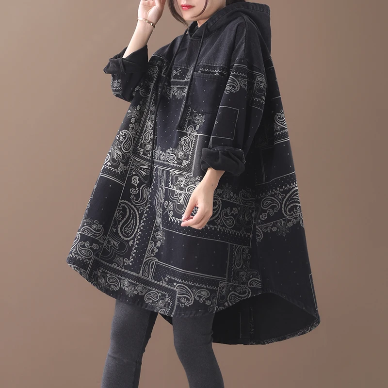 Женское джинсовое платье с капюшоном из флиса 2020 Зима Весна новое свободное