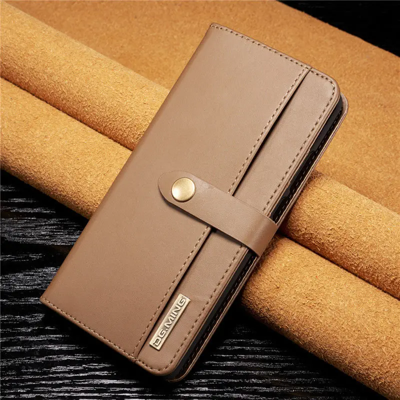 Роскошный кожаный чехол S10plus для samsung Galaxy S8, S9, S10 Plus, S10E, Note 9, 8, S7 Edge, Магнитный съемный флип-Кошелек, Чехол для карт - Цвет: Brown