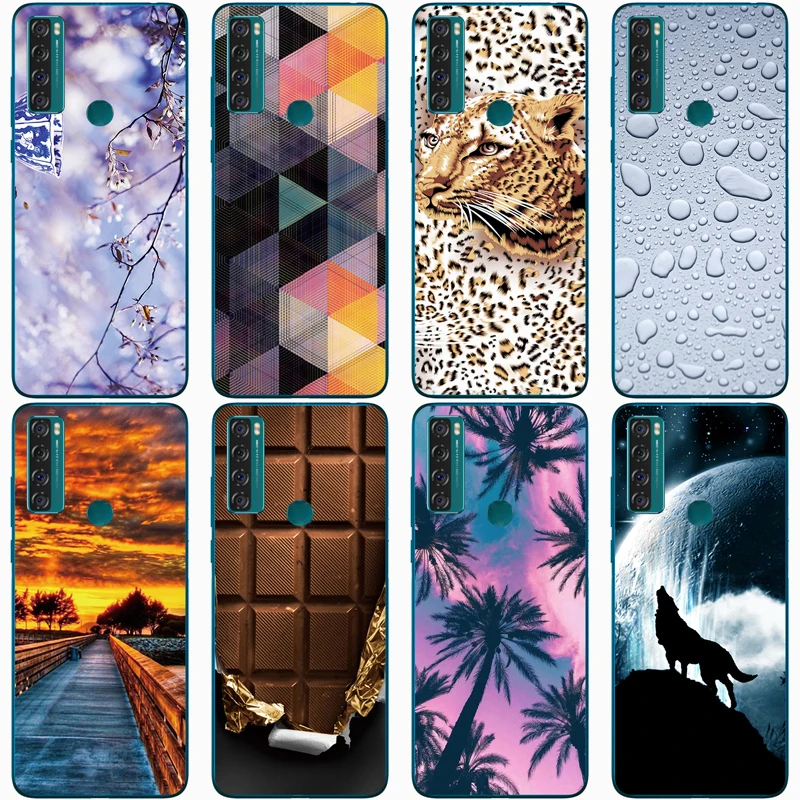 Для TCL 20 SE чехол Роза волк милые узорную обложку Мягкий силиконовый для телефона se