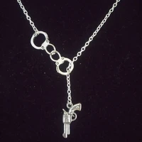 pistol handcuffs weapon women charm jewelry pendant combo lovers friend necklace
