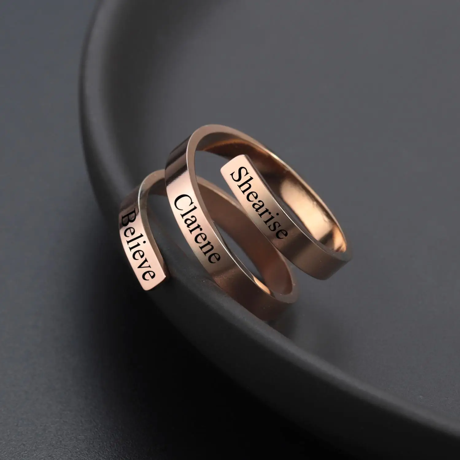 MYDIY персонализированное трехслойное кольцо из нержавеющей стали с гравировкой