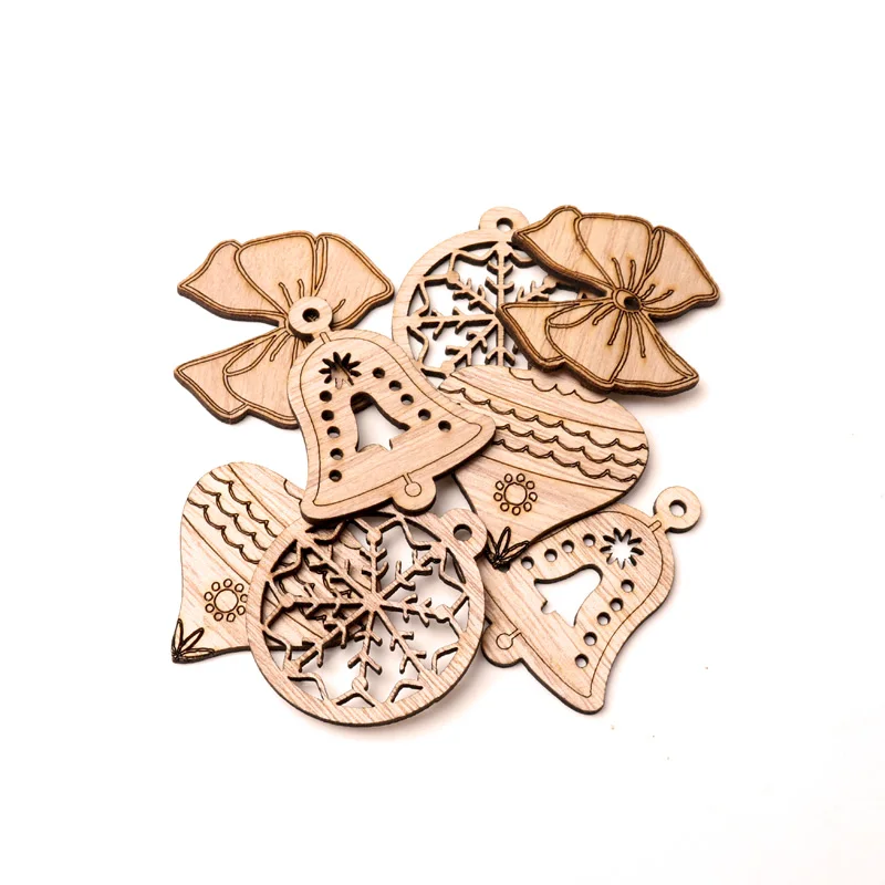 

8 шт рождественские деревянные подвески, украшения DIY деревянные поделки Рождественская елка украшения Снежинка Рождественская вечеринка ...