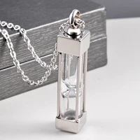 unisex timeless hourglass glass cremation jewelry urn pendant necklace memorial keepsake