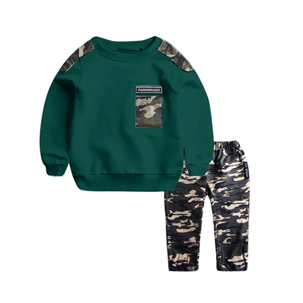 

Kids Clothes Baby Boys Camouflage Tops Pants 2PCS Clothing Sets Boys Costume Letter Tracksuit Winter Outfits Set roupa infantil